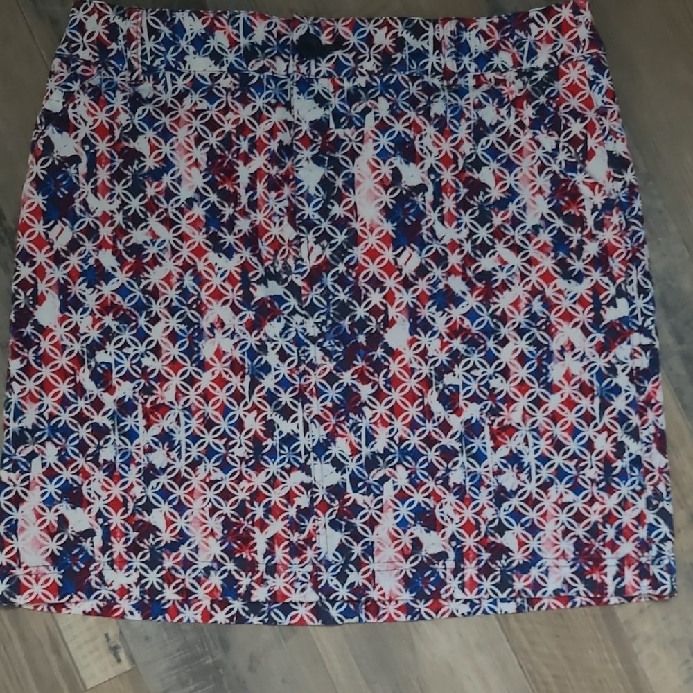 Red White Blue Skort Size 10 Patriotic Colorful Fun Golf Holiday
